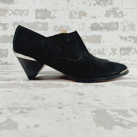 Joie Baler Black suede Leather Western Ankle Boots C1036 - Picture 5 of 14